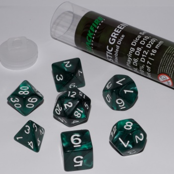 BF DICE - 16MM ROLE PLAYING DICE SET - MYSTIC GREEN (7 DICE) BF DICE - 16MM ROLE PLAYING DICE SET - MYSTIC GREEN (7 DICE)