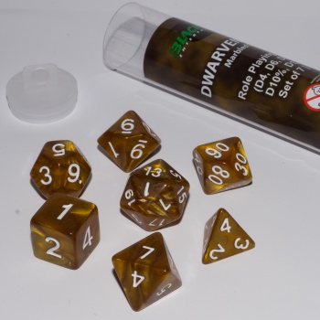 BF DICE - 16MM ROLE PLAYING DICE SET - DWARVEN GOLD (7 DICE) BF DICE - 16MM ROLE PLAYING DICE SET - DWARVEN GOLD (7 DICE)