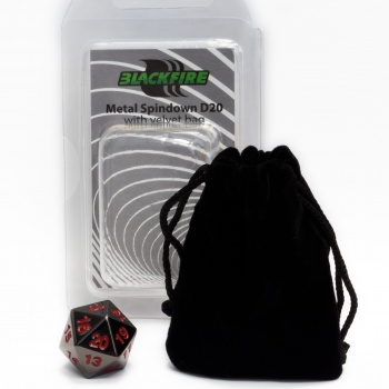 BF DICE - D20 METAL SPINDOWN WITH VELVET BAG - BLACK BF DICE - D20 METAL SPINDOWN WITH VELVET BAG - BLACK
