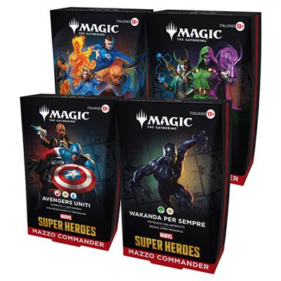 MTG - MARVEL SUPER HEROES - COMMANDER DECK DISPLAY (4 MAZZI) - ITALIANO