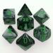 26445 GEMINI POLYHEDRAL BLACK-GREY W/GREEN  7-DADI SET