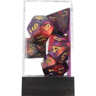 26426 GEMINI POLYHEDRAL PURPLE-RED W/GOLD 7-DADI SET