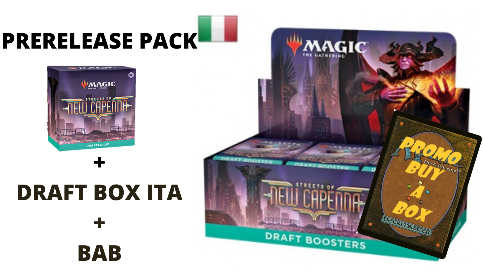 STREETS OF NEW CAPENNA - PROMO 1 - BOX 36 BUSTE + PRERELEASE PACK + PROMO BAB - ITA