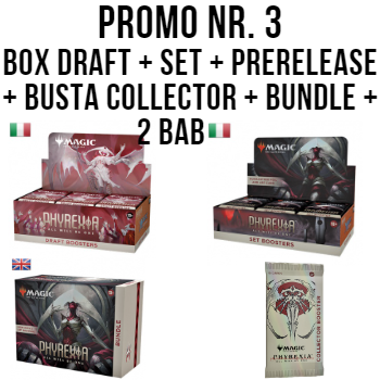 PHYREXIA: TUTTO DIVERRÀ UNO - PROMO 3 - 1 DRAFT BOX + 1 SET BOX + 1 PRERELEASE + 1 BUNDLE (ENG) + 1 BUSTA COLLECTOR (ENG) + 2 PROMO BAB - ITA PHYREXIA: TUTTO DIVERRÀ UNO - PROMO 3 - 1 DRAFT BOX + 1 SET BOX + 1 PRERELEASE + 1 BUNDLE (ENG) + 1 BUSTA COLLECTOR (ENG) + 2 PROMO BAB - ITA