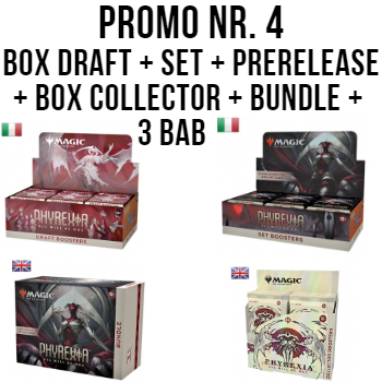 PHYREXIA: TUTTO DIVERRÀ UNO - PROMO 4 - 1 DRAFT BOX + 1 SET BOOSTER BOX + 1 PRERELEASE + 1 BUNDLE + 1 BOX COLLECTOR + 3 PROMO BAB PHYREXIA: TUTTO DIVERRÀ UNO - PROMO 4 - 1 DRAFT BOX + 1 SET BOOSTER BOX + 1 PRERELEASE + 1 BUNDLE + 1 BOX COLLECTOR + 3 PROMO BAB
