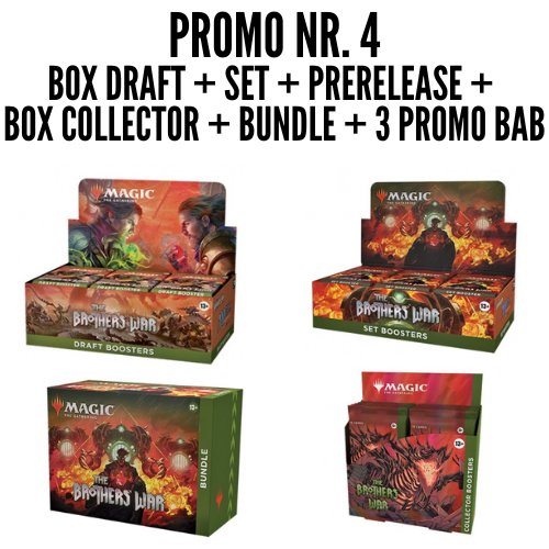 LA GUERRA DEI FRATELLI - PROMO 4 - 1 DRAFT BOX + 1 SET BOOSTER BOX + 1 PRERELEASE + 1 BUNDLE + 1 BOX COLLECTOR + 3 PROMO BAB LA GUERRA DEI FRATELLI - PROMO 4 - 1 DRAFT BOX + 1 SET BOOSTER BOX + 1 PRERELEASE + 1 BUNDLE + 1 BOX COLLECTOR + 3 PROMO BAB