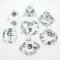 23001 TRANSLUCENT POLYHEDRAL CLEAR/WHITE 7-DADI SET