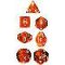 23003 TRANSLUCENT POLYHEDRAL ORANGE/WHITE 7-DADI SET