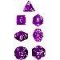 23007 TRANSLUCENT POLYHEDRAL PURPLE/WHITE 7-DADI SET