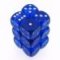 23606 TRANSLUCENT 16MM D6 BLUE/WHITE SET (12 DADI)