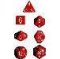 25404 OPAQUE POLYHEDRAL RED/WHITE 7-DADI SET