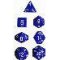 25406 OPAQUE POLYHEDRAL BLUE/WHITE 7-DADI SET