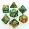 26425 GEMINI POLYHEDRAL GOLD-GREEN W/WHITE 7-DADI SET